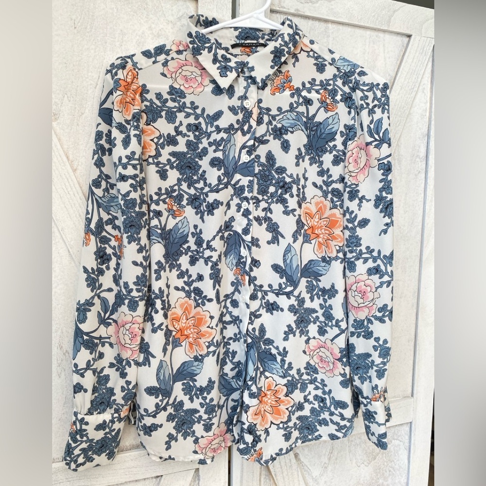 Tahari Women’s Floral Button Up Top Size Women’s S/P Cottagecore Fairycore